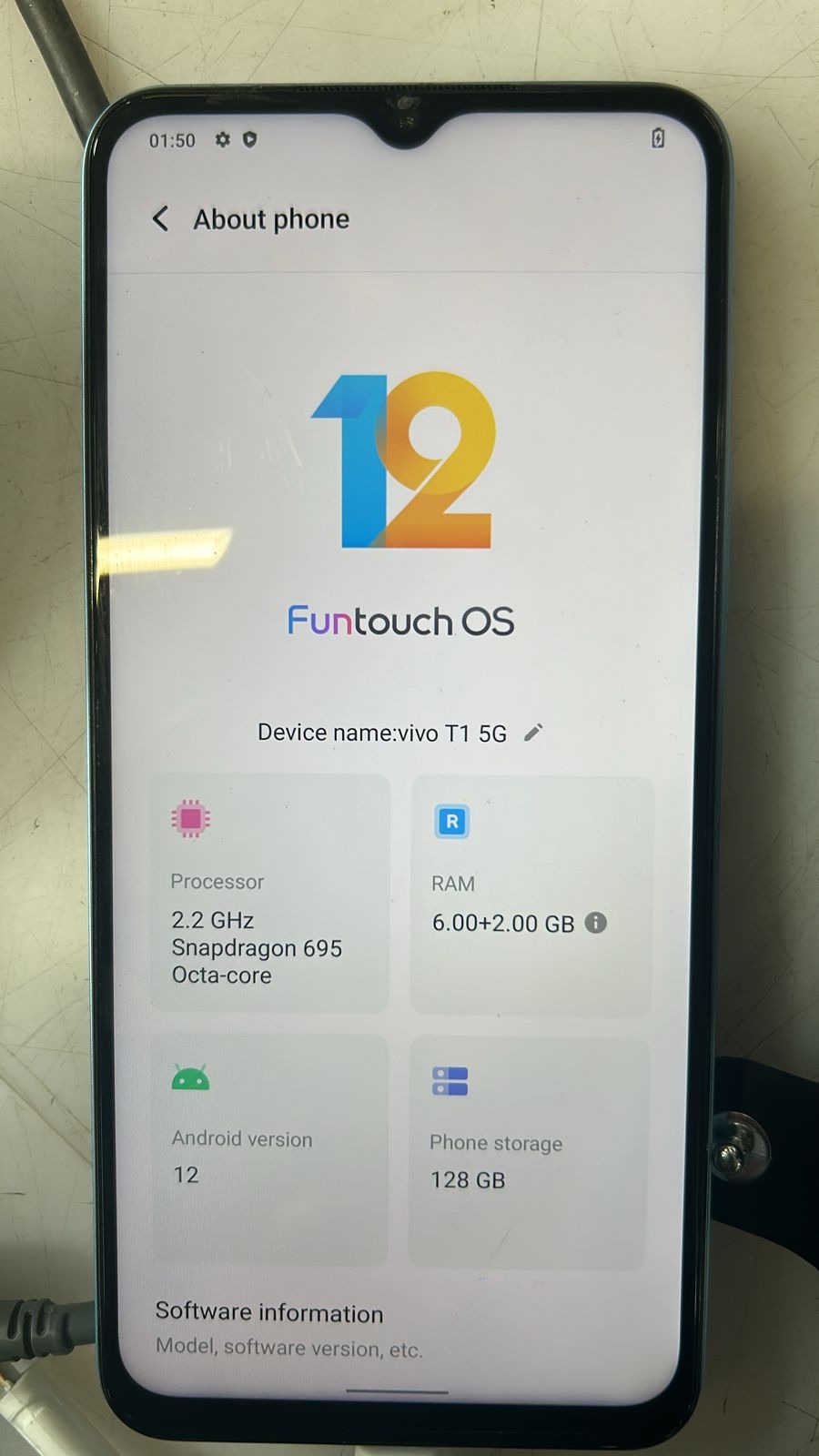 Vivo T1 5G Smartphone 8Gb Ram 128Gb Rom Imei No 867272056553271 Without Box And Accessories