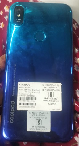 Coolpad 1825 L01 Teal And Blue Colour Used Mobile 3Gb 32Gb Without Accessory Imei 860985041277543