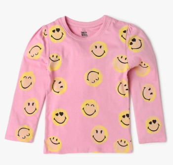 Kg Frendz Girls Printed Round Neck Regular Fit T Shirt Size 3 To 4 Year