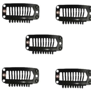 5Pcs Hair Extension Snap Clips Weft Wig Grips Medium Black