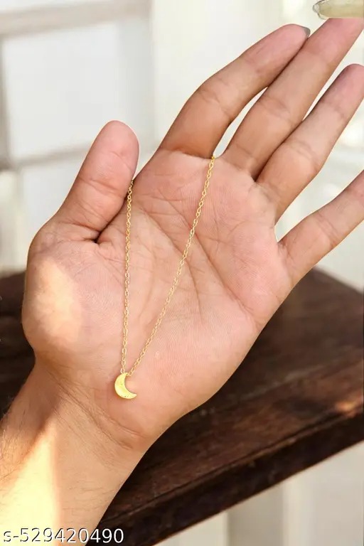 Golden Chain Half Moon Necklace For Women