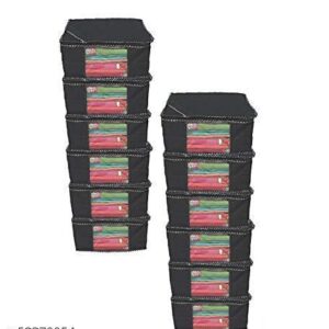 Sethia Sales Non Woven Saree Cover Organiser Set 10 Pcs Black 9 Inches Height Clothes Cover