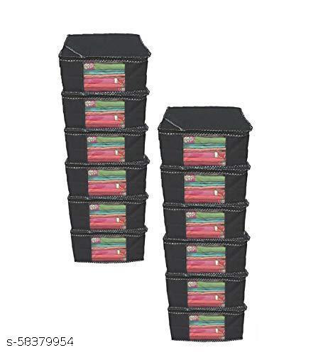 Sethia Sales Non Woven Saree Cover Organiser Set 10 Pcs Black 9 Inches Height Clothes Cover
