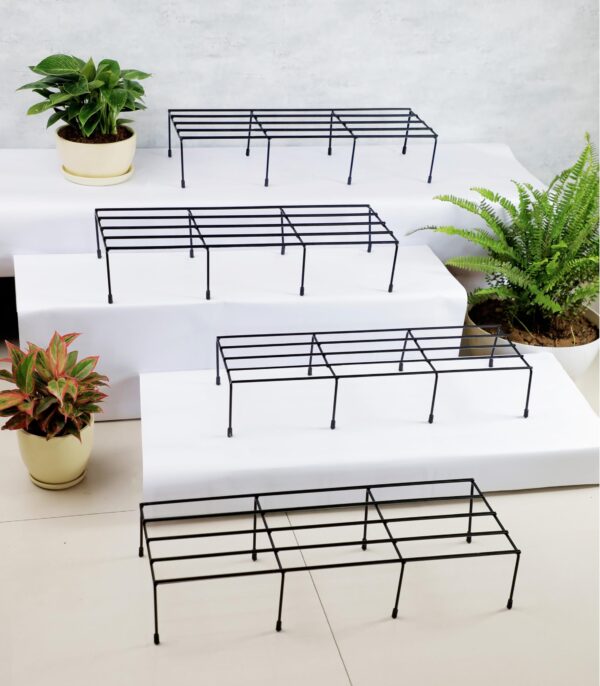 Pack Of 4 Black Plant Stands For Home Balcony Outdoor Black Color