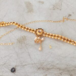 Artificial Stylish Golden Kundan Moti Kamarband For Womens
