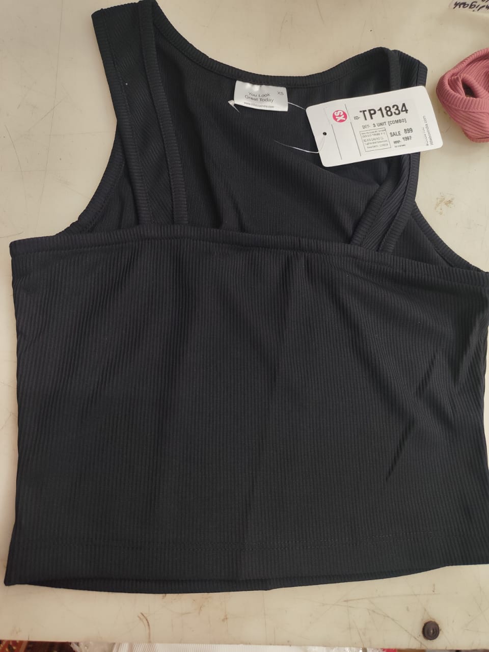 Black Colour Tank Top For Women Size Xs