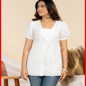 Wavellite V Neck Self Design Tunic Size S