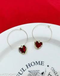 Deep Red Hoops For Women