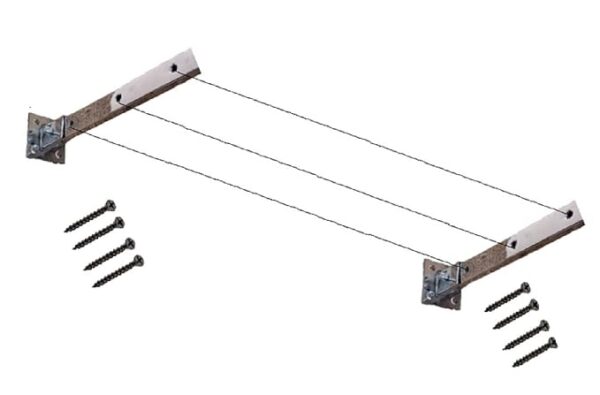 Beads Stainless Steel Wall Mount Folding Clothes Drying Stand Rope Screws 1 Set Chrome 3 Holes 10 Inches