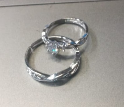 Womens Artificial Finger Rings Pack Of 2 Silver