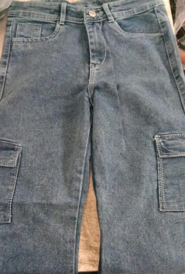 Denim Mid Blue Cargo Jeans For Women Size 40