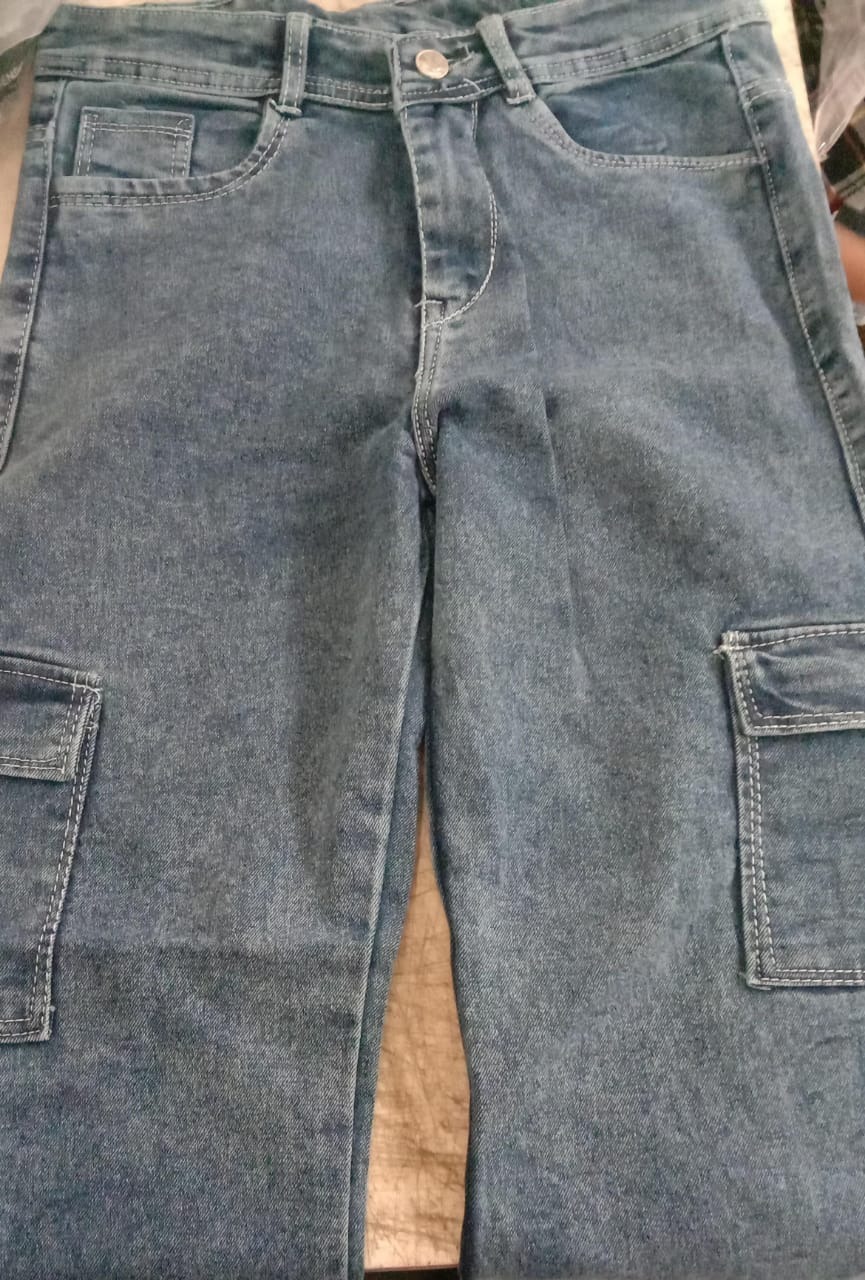 Denim Mid Blue Cargo Jeans For Women Size 40