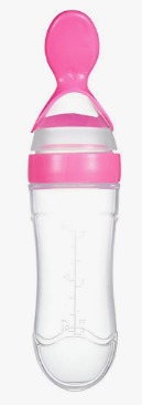 Baby Kids 90Ml Silicone Squeeze Feeding Bottle With Spoon