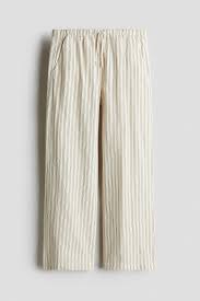 HM Beige Color Lining Printed Cotton Trousers For Girl Kids Size 11 To 12 Years