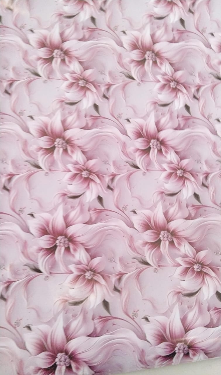 Pink Color Flower Printed Wall Paper Size 3 Meter