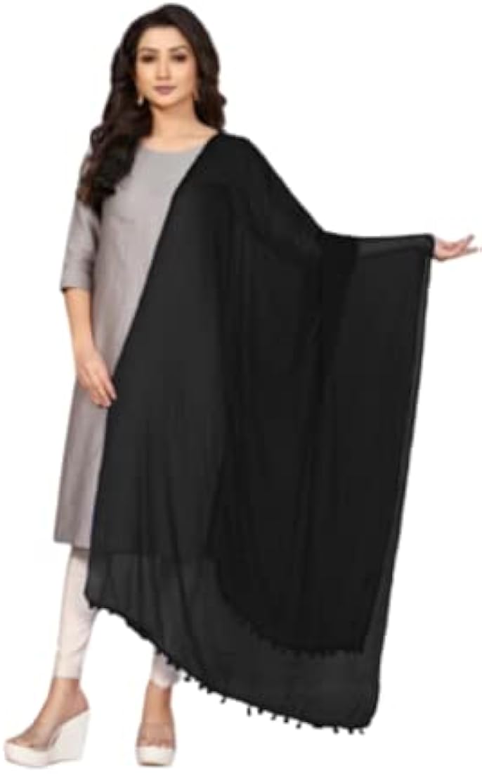 Women Black Color Dupatta
