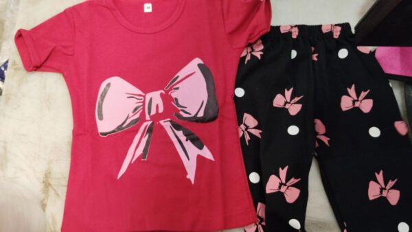 Kids Girl Red Color T Shirt With Black Track Pant Size 5Y