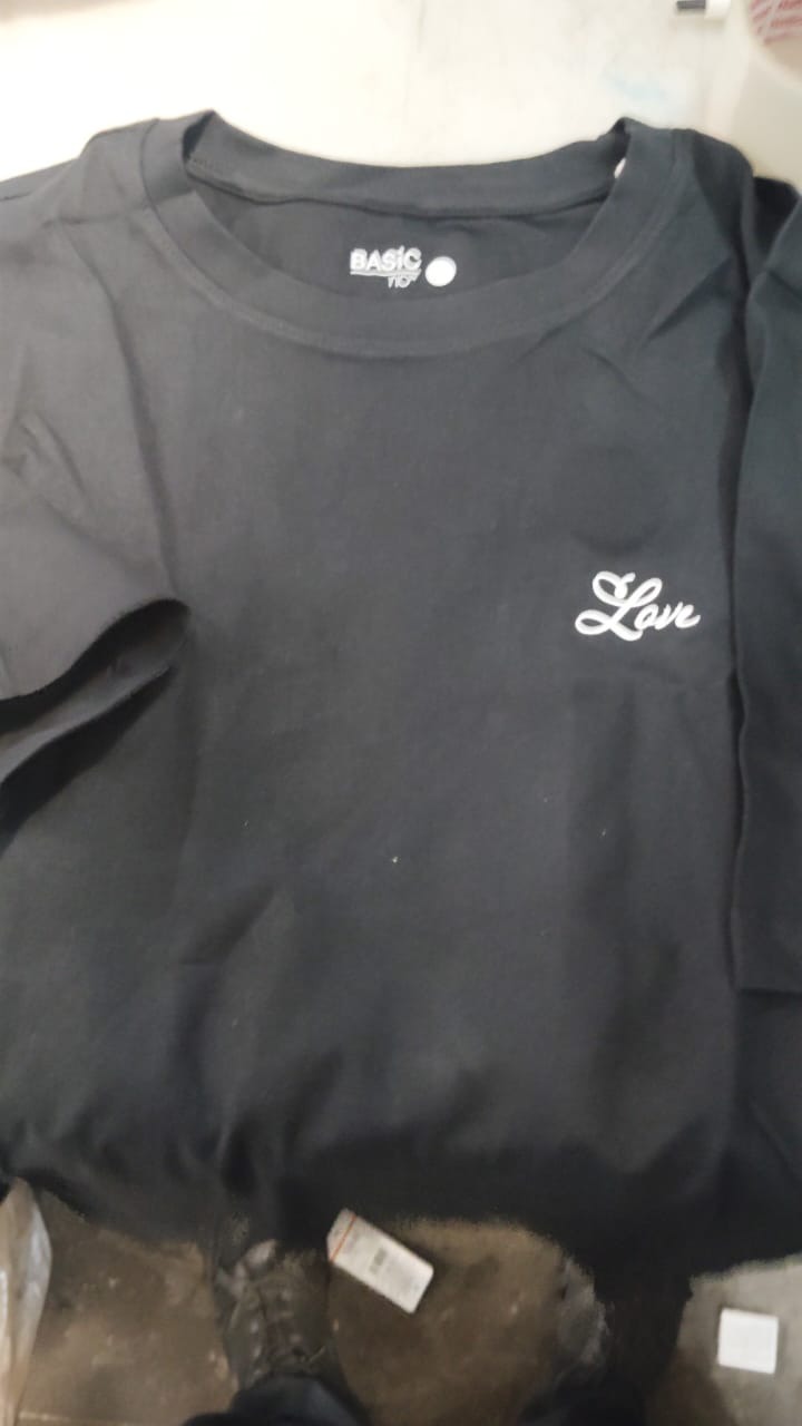 Men And Women Black T Shirt Size L