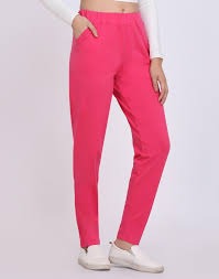 Women Pink Color Skin Fit Track Pant Size S