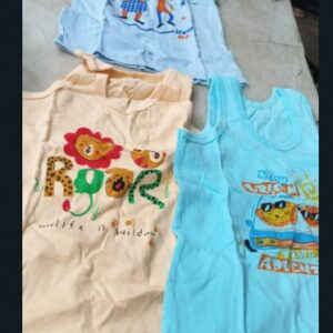 Kids Multicolour Printed Cotton Vest For Boys Size 1 To 2 Yrs Pack Of 3