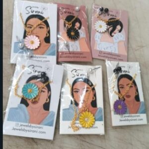 Sirani Multicolour Stylish Trendy Pretty Daisy Flower Pendant Earrings Stud Set Pack Of 6