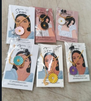Sirani Multicolour Stylish Trendy Pretty Daisy Flower Pendant Earrings Stud Set Pack Of 6