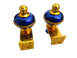 Sun Shield Gold Curtain Knobs Rod Rail Bracket Metal Pack Of 2
