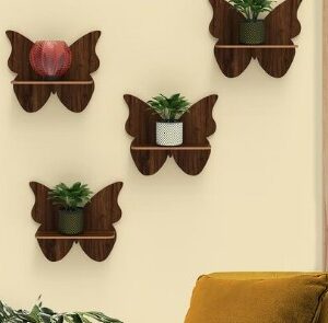 Set Of 4 Decorative Butterfly Shaped Wall Shelves For Home Decoration