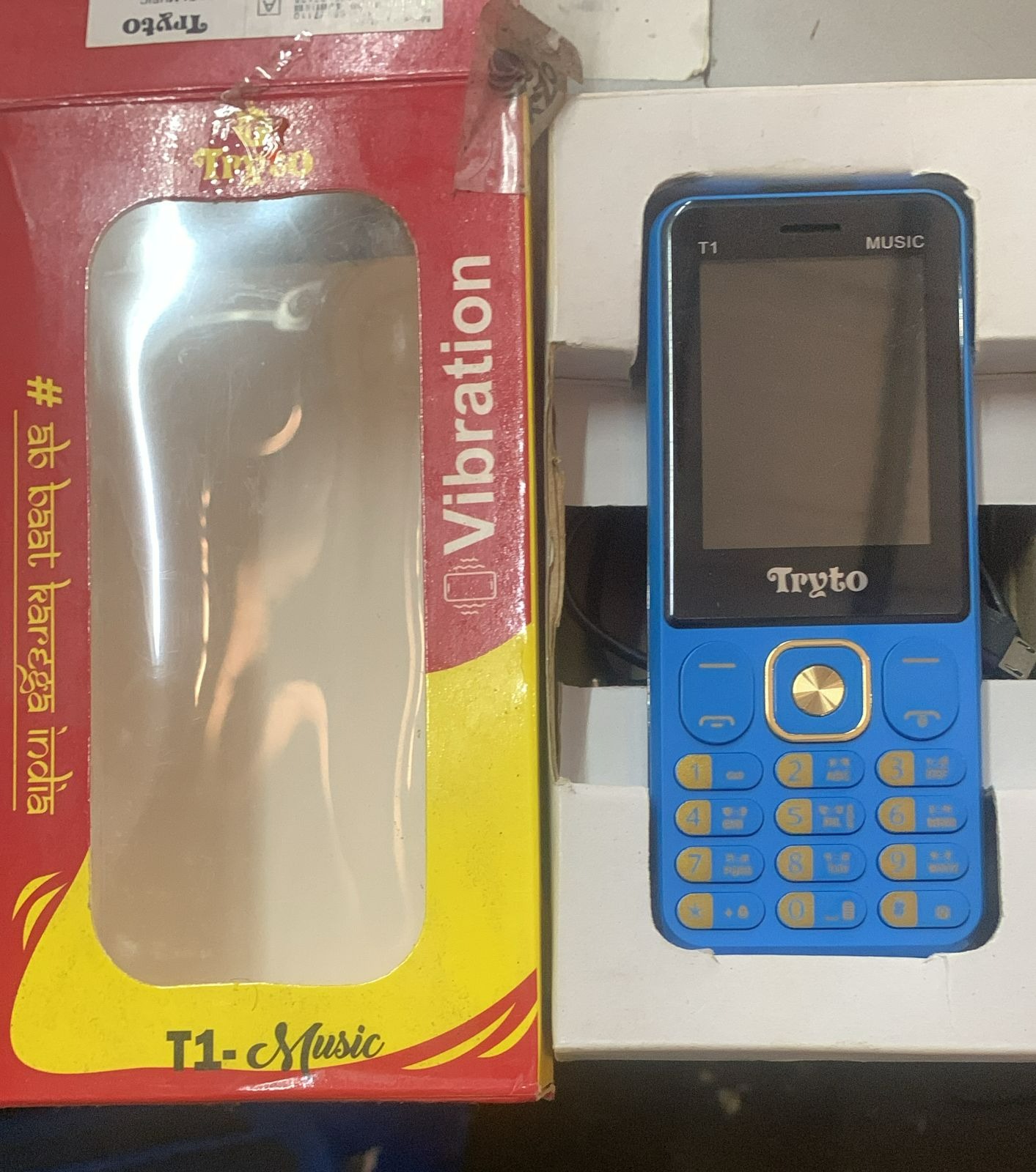 Try To T1 Music Blue Color Feature Phone 16Mb Ram Imei No 352101685127110