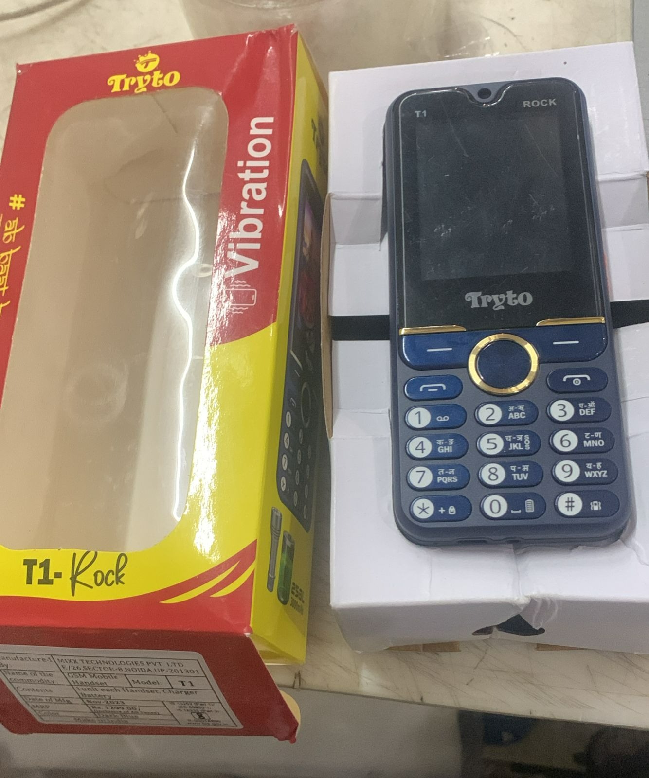 Display Lining Try To T1 Rock Blue And Black Color Feature Phone Imei No 352101684306475