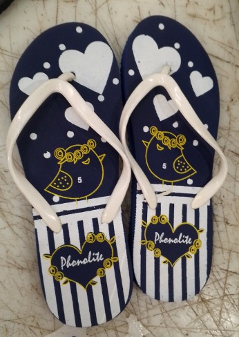 Women Flat Slippers Black Size 5 Blue