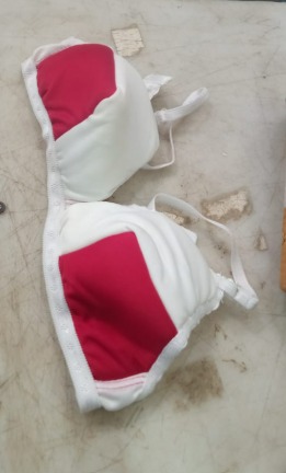 Womens Padded Bra White With Red Size 30