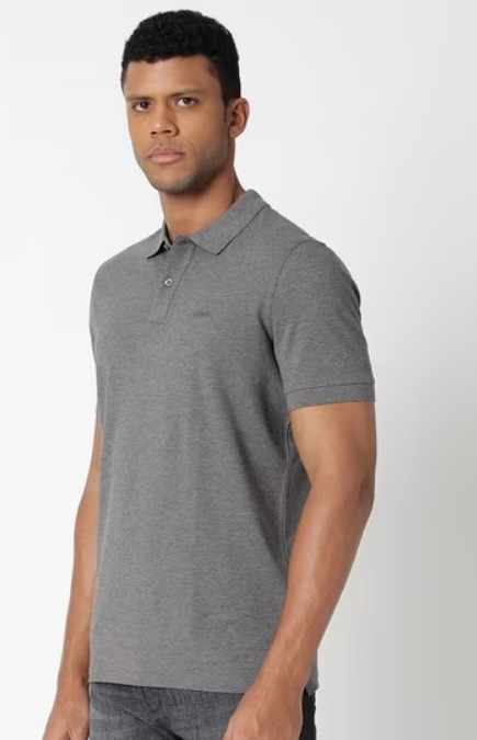 Boss Embroidered Logo Regular Fit Cotton Polo Shirt Grey Size M