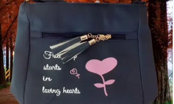 Blue Printed Fancy Handbag For Women