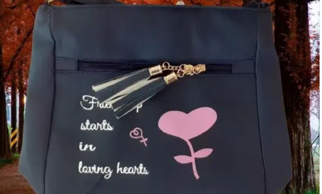 Blue Printed Fancy Handbag For Women