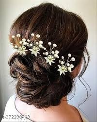 Wstick 12P White Color Artificial Flowers Juttu Clipu