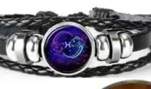 Pisces Zodiac Armlet Bracelet Blue Black