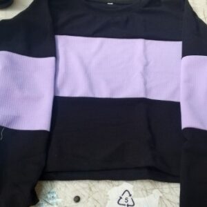 Women Black And Light Purple Top Full Sleeve Size Xl