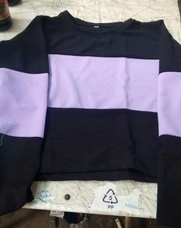 Women Black And Light Purple Top Full Sleeve Size Xl