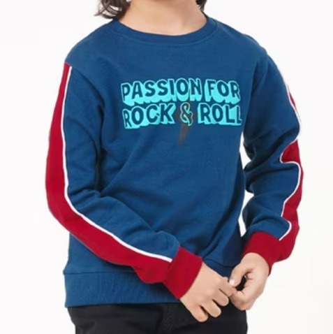 Ed A Mamma Sustainable Typographic Print Round Neck Sweatshirt For 6 To 7 Yrs Boys Navy Blue