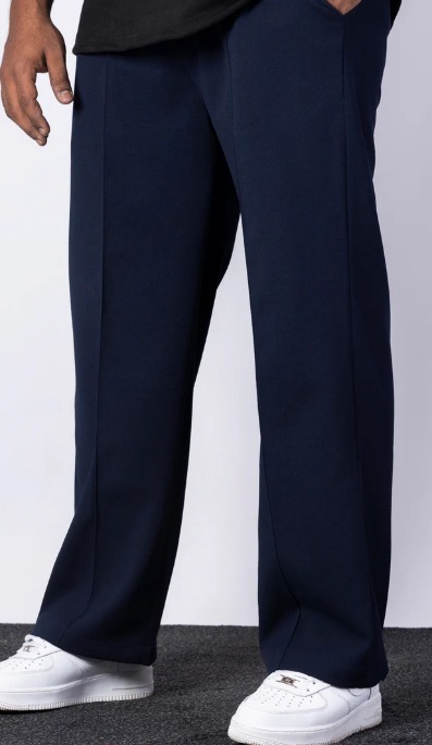Hop Head Men Mid Rise Relaxed Fit Regular Trousers Navy Blue Size 40