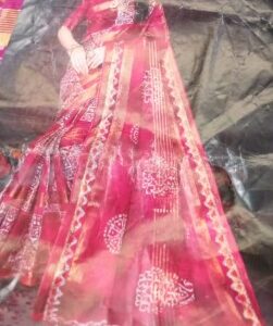 Womens Pink Colour Satin Patta Saree