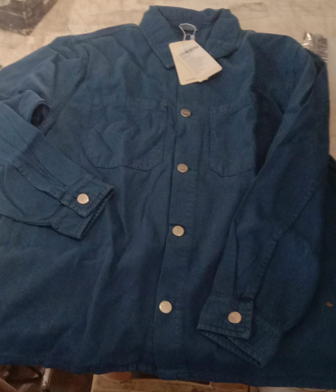 Freakin Blue Men Solid Tailored Denim Jacket Size Xl