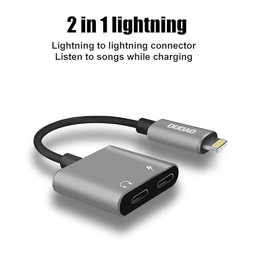 Dudao L14 Iphone Lightning Splitter 2 In 1 Dual Lightning Headphone Audio Charger Adapter