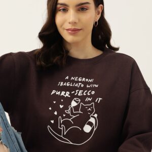 Dressberry Women Printed DroppedShoulder Sleeves Sweatshirt Size M