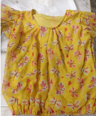 Women Top Yellow Printed Size L