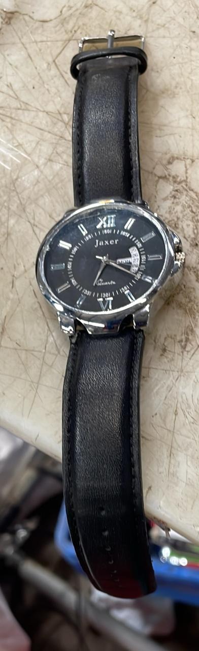 Men Silver Color Watch With Blue Strap