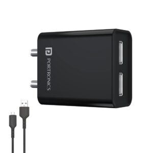 Portronics 12 W Adapter 66 Black With Cable