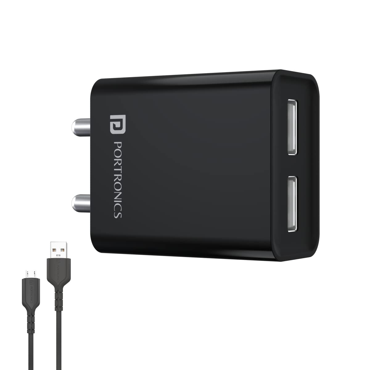 Portronics 12 W Adapter 66 Black With Cable