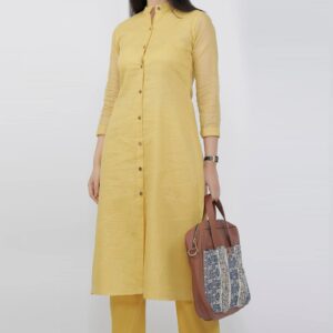 Tjori The Mischievous Yellow Kota Kurta Size L